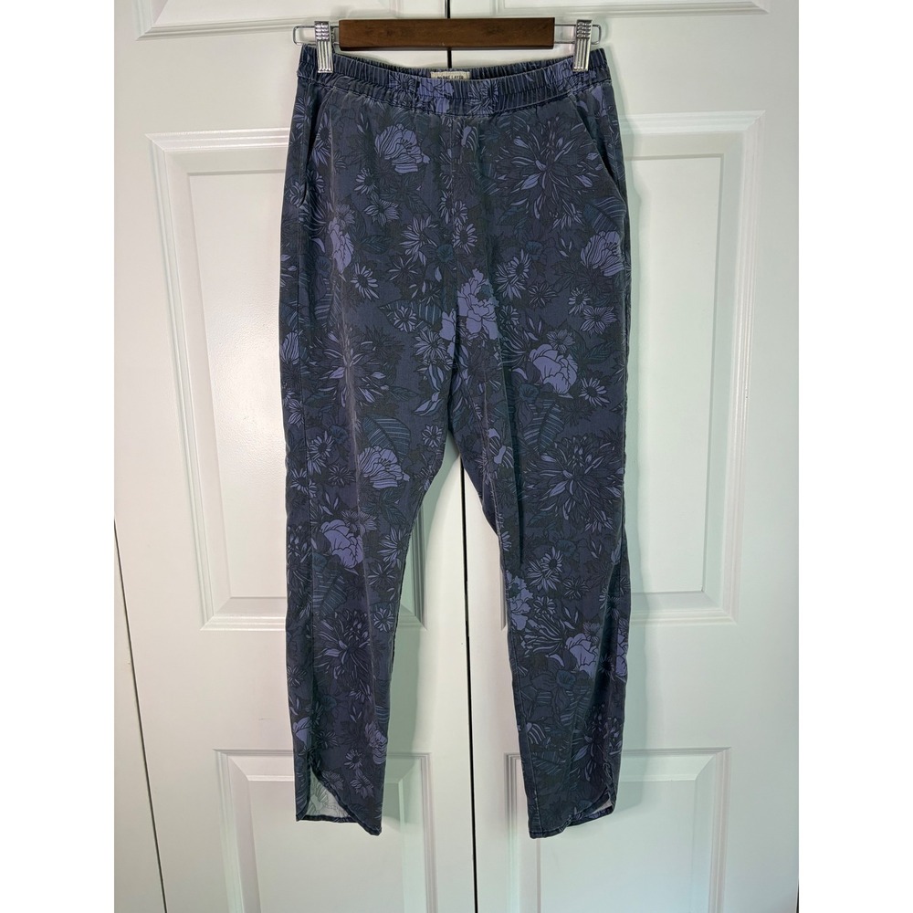 Marine Layer Re-Spun Floral Joggers Purple Blue Elastic Waist Pants Size Small